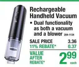 Menards Rechargeable Handheld Vacuum offer