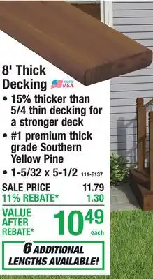 Menards 8' Thick Decking Prefinished CedarTone Premium Pressure Treated offer