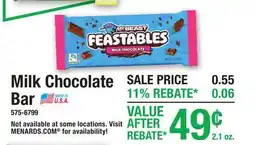 Menards Milk Chocolate Bar offer