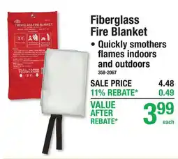 Menards Fiberglass Fire Blanket offer