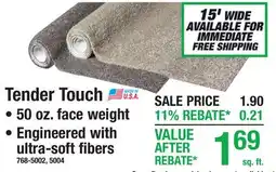 Menards Tender Touch offer