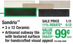Menards Sandrio Waterproof Tile offer