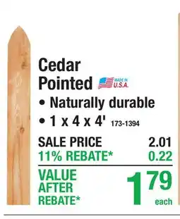 Menards Cedar Pointed offer