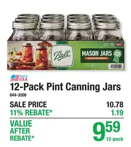 Menards 12-Pack Pint Canning Jars offer
