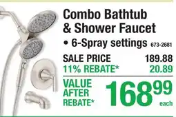 Menards Combo Bathtub & Shower Faucet offer