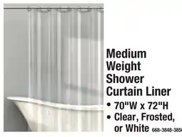 Menards Medium Weight Shower Curtain Liner offer