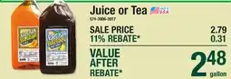 Menards Juice or Tea offer