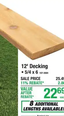 Menards 12' Decking Western Red Cedar offer
