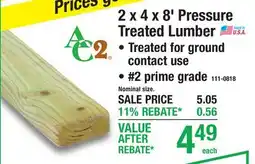Menards AC2 2 x 4 x 8' Pressure Treated Lumber offer