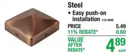 Menards Steel 4 x 4 Post Caps offer
