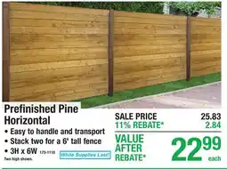 Menards Prefinished Pine Horizontal offer