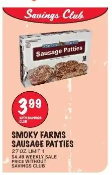 Foodarama Smoky Farms Sausage Patties offer