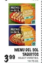 Foodarama Menu del sol taquitos offer