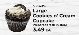 Sunset Foods Sunset's large cookies n' cream cupcake offer