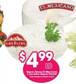 Arteagas Food Center Los Altos Queso Fresco El Mexicano or Los Altos Queso Panela offer