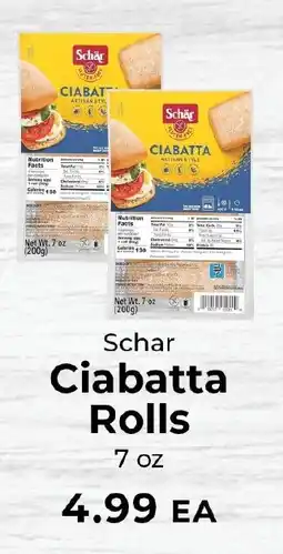 Sunset Foods Schar ciabatta rolls offer