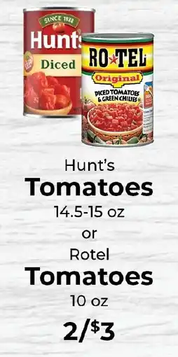 Sunset Foods Hunt's Tomatoes or Rotel Tomatoes offer