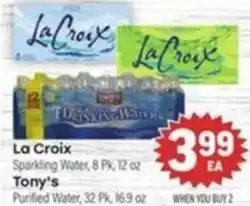 Tony’s Fresh Market La Croix Sparkling Water offer