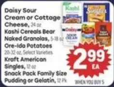 Tony’s Fresh Market Daisy Sour Cream or Cottage Cheese, Kraft American Singles, Snack Pack Family Size Pudding or Gelatin offer