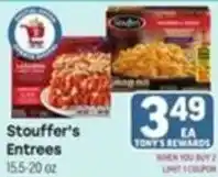 Tony’s Fresh Market Stouffer's Entrees offer
