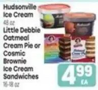 Tony’s Fresh Market Hudsonville ice cream little debbie oatmeal cream pie or cosmic brownie ice cream sandwiches offer