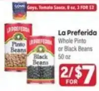 Tony’s Fresh Market La Preferida whole pinto or black beans offer