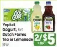 Tony’s Fresh Market Yoplait Gogurt, Dutch Farms Tea or Lemonade offer