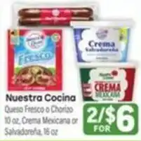 Tony’s Fresh Market Nuestra Cocina Queso Fresco or Chorizo or Crema Mexicana offer