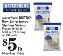 Pavilions Waterfront Bistro raw extra jumbo shell-on shrimp offer