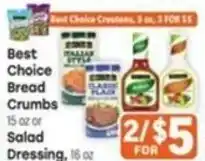 Tony’s Fresh Market Best Choice Bread Crumbs or Salad Dressing offer