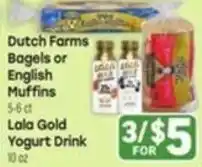 Tony’s Fresh Market Dutch Farms Bagels or English Muffins offer