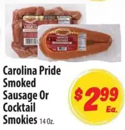 Food Giant Carolina Pride Smoked Sausage Or Cocktail Smokies offer
