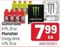 Tony’s Fresh Market Gatorade Monster Energy Drink offer