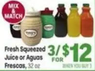 Tony’s Fresh Market Fresh Squeezed Juice or Aquas offer