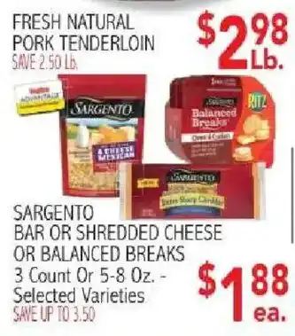 Sargento bar or shredded cheese or balanced breaks