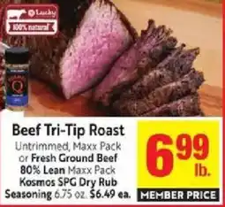 Lucky Supermarkets Lucky Beef Tri-Tip Roast offer