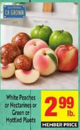 Lucky Supermarkets White Peaches or Nectarines or Green or Mottled Pluots offer