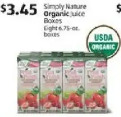 Aldi Simply Nature Organic Juice Boxes offer