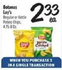 El Super Botanas Lay's Regular or Kettle Potato Chips offer
