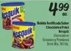 El Super Nesquik chocolate or strawberry powdered drink mix offer