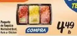 El Super Paquete de Taquiza Marinated Beef, Pork or Chicken offer