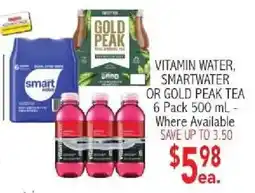 Ingles Markets Vitamin Water, Smartwater or Gold Peak Tea offer