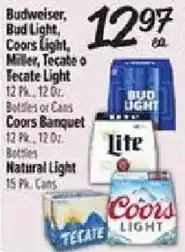 El Super Budweiser, Bud Light, Coors Light, Miller, Tecate or Tecate Light offer