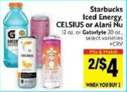Lucky Supermarkets Starbucks Iced Energy, CELSIUS or Alani Nu offer