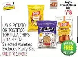 Ingles Markets Lay's potato or Tostitos tortilla chips offer
