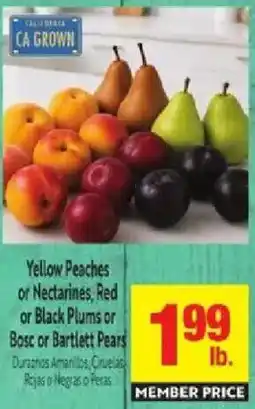 Save Mart Yellow Peaches or Nectarines, Red or Black Plums or Bosc or Bartlett Pears offer