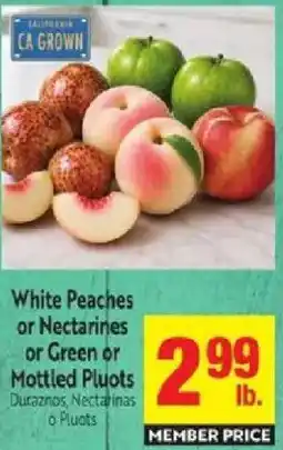 Save Mart White Peaches or Nectarines or Green or Mottled Pluots offer