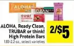 Save Mart Aloha, Ready Clean, Trubars or Think! High Protein Bars offer