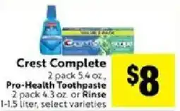 Save Mart Crest Complete Pro-Health Toothpaste offer