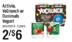 Lowes Foods Activia, YoCrunch or Danimals Yogurt offer